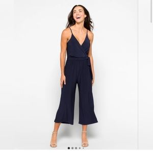 Gilli Rica Knit Navy Crop Jumpsuit